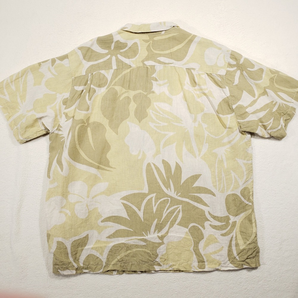 Tommy Bahama Linen Shirt Men XLX Green Tropical Floral Short Sleeve Button Front - Picture 4 of 7